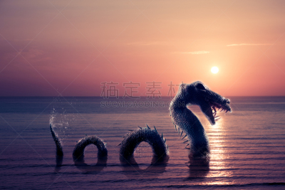 水,尼斯湖水怪,远古的,幻想,图像,侏罗纪,海洋,蛇颈龙,原始主义,中世纪时代
