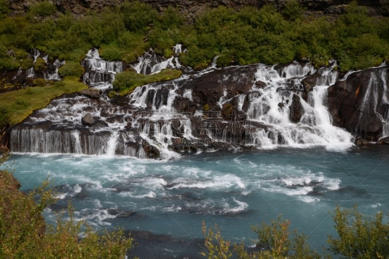 hraunfossar,冰岛国,自然,水平画幅,地形,瀑布,无人,户外,岛,著名景点