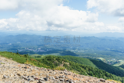 山,草津,看风景,草津山,群马县,火山喷口,木板路,天空,美,休闲活动