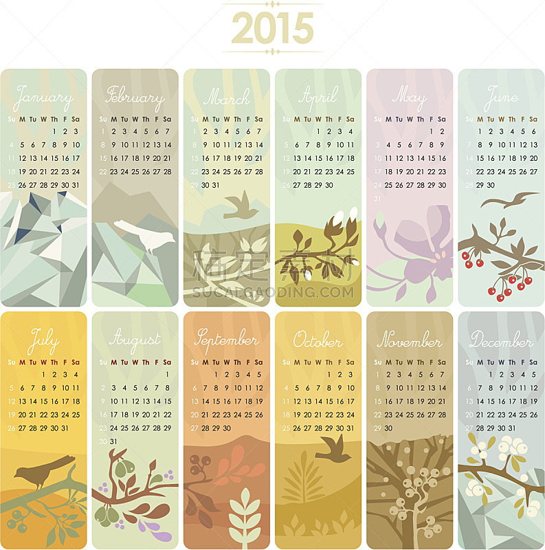 日历,2015年,四季,九月,寒冷,华丽的,十月,月,一月,雪