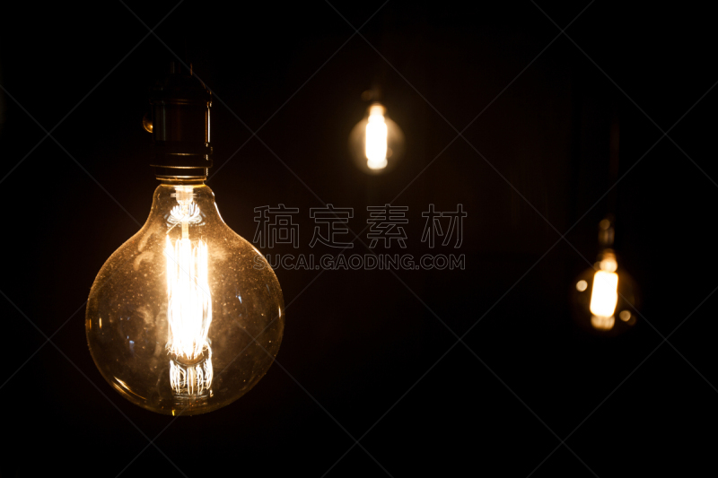 电灯泡,黑色背景,概念和主题,爱迪生,古董,水平画幅,灯丝,能源,无人,古典式