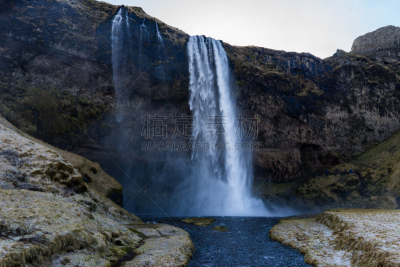 瀑布,山,自然,水,seljalandsfoss waterfall,水平画幅,岩石,无人,欧洲,户外