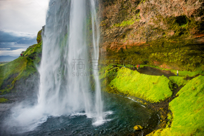 夏天,洞穴,seljalandsfoss waterfall,冰岛国,里面,南,自然美,自由,环境,自然神力