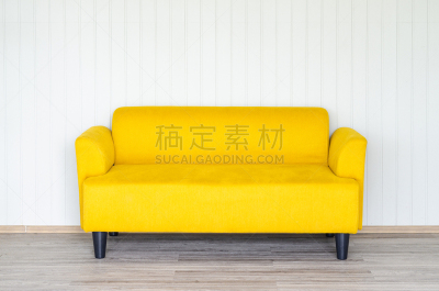 沙发,背景,黄色,白色,墙,纺织品,华贵,舒服,软垫,现代