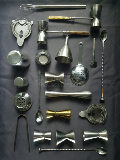 设备用品,铁,平铺,桌子,水平画幅,过滤勺,无人,正上方视角,饮料,金属