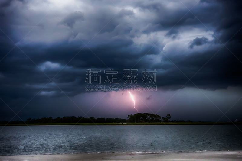 雷雨,太壁岛,海滩,风景,倾盆大雨,水平画幅,沙子,无人,户外,天气