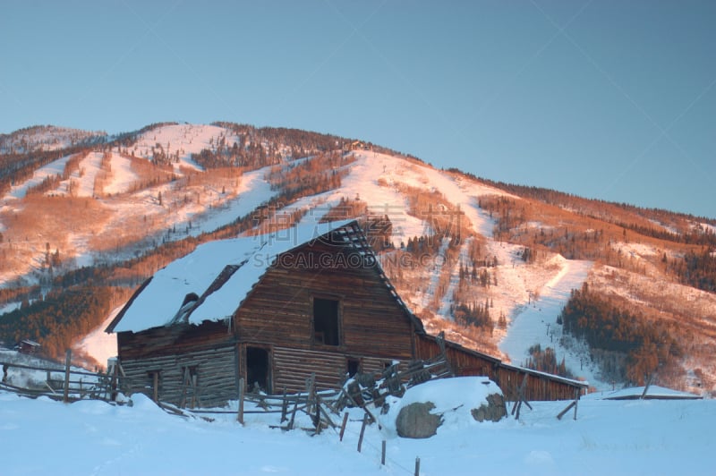 谷仓,斯廷博特斯普林斯,古老的,滑雪坡,背景幕,洛矶山脉,水平画幅,无人,大农场,科罗拉多州