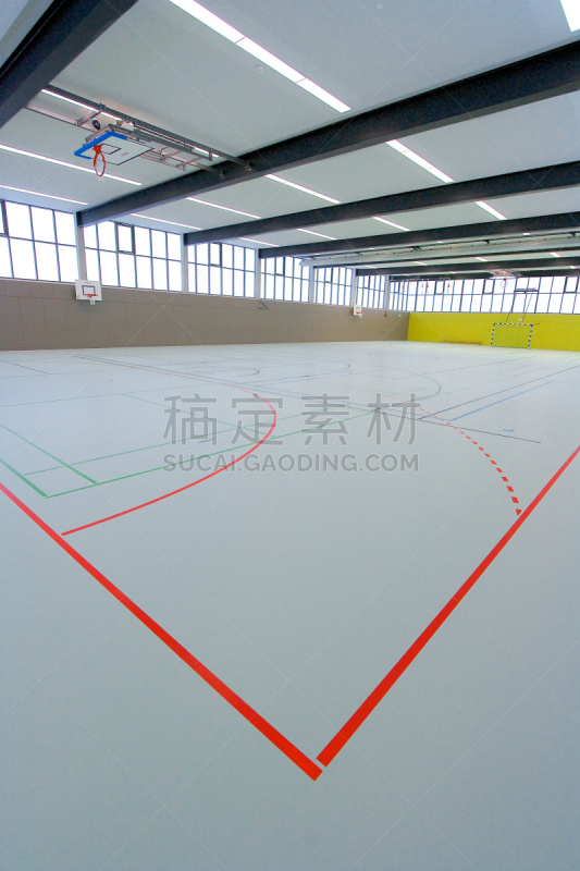 学校体育馆,垂直画幅,球,体育场,无人,硬木地板,高中学校建筑,羽毛球,天花板,干净