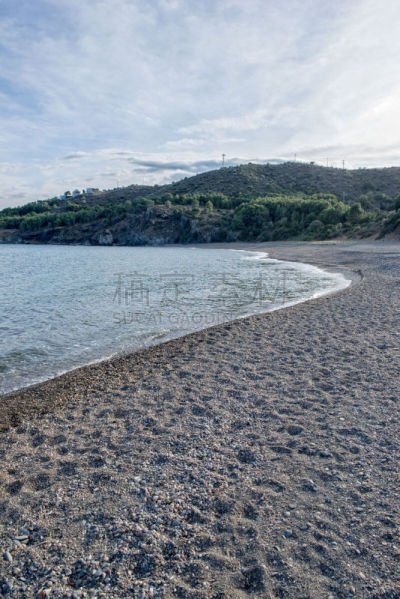 海滩,海岸线,赫罗纳,垂直画幅,水,加泰隆尼亚,地形,沙子,无人,夏天