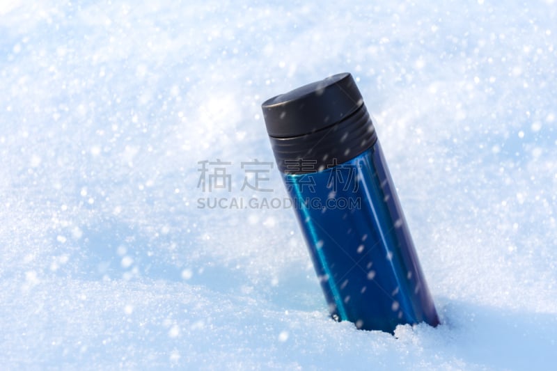 雪,马克杯,闪亮的,金属,雪花,蓝色,留白,热感效果,明亮,落下