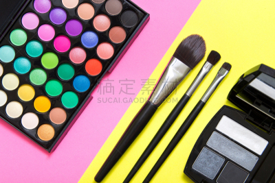 调色板,彩妆,化妆用品,魅力,眼影,华丽的,黄色,粉色,时髦的,几何形状