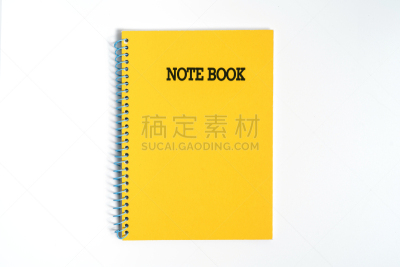 黄色,白色背景,图像,背景分离,笔记本,螺线,多色的,白色,绿色,皮革