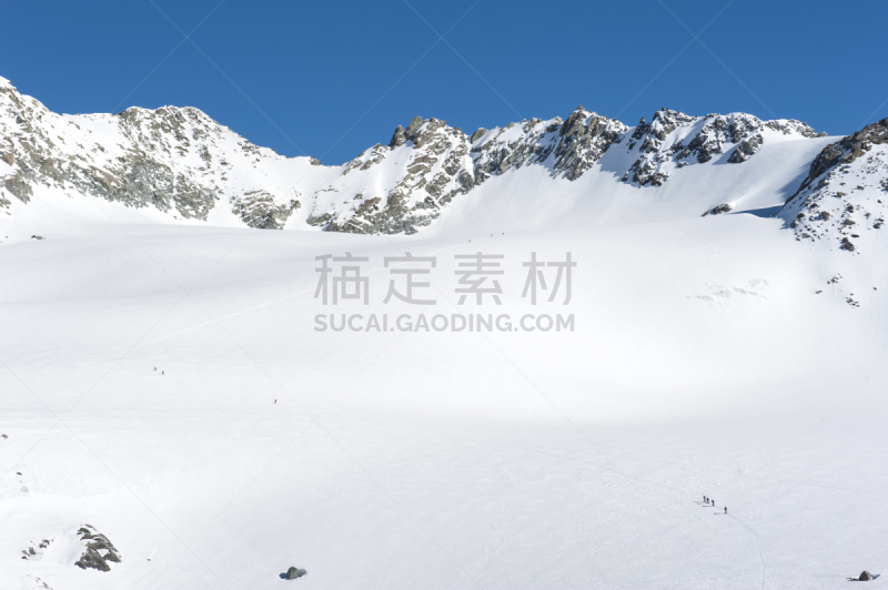 山,雪,全景,徒步旅行,在上面,天空,休闲活动,水平画幅,攀冰,偏远的