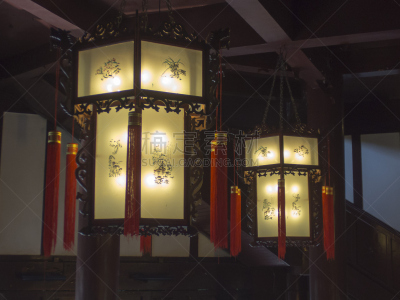 灯笼,唐朝,中国对联,成都,盆景,四川省,公园,水平画幅,无人,古老的