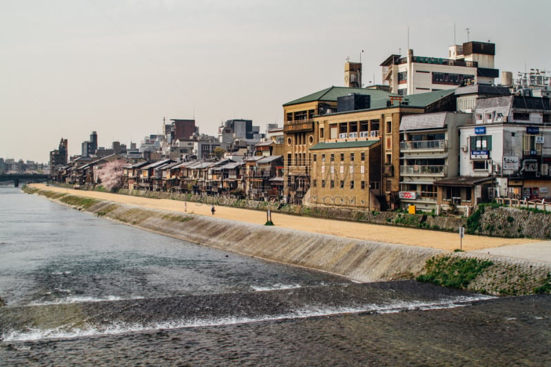 京都府,早晨,河流,平衡折角灯,河岸,东山区,水,禅宗,里山,水平画幅