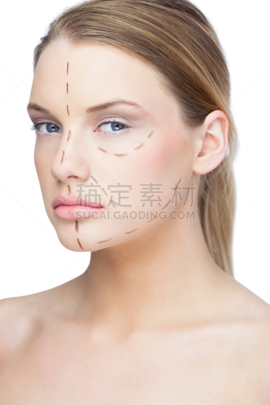 人的脸部,金色头发,可爱的,虚线,女人,垂直画幅,笔记本电脑,整形手术,注视镜头,美人