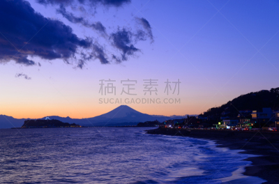 曙暮光,山,富士山,镰仓市,美,无人,日本,户外,云景,著名自然景观