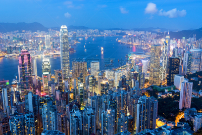 夜晚,名声,长江中心,维多利亚港,维多利亚港湾,太平山,山顶,全球财政,天空,水平画幅