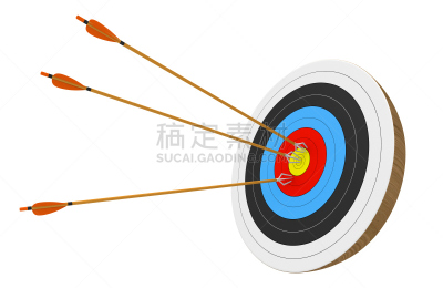 箭术,准确,箭,白色背景,,分离着色,靶子,三维图形,数字3,神射手