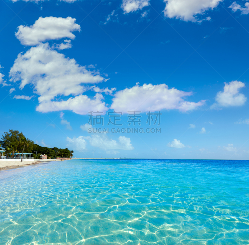 海滩,基韦斯特,佛罗里达,桨叉架船,水,天空,水平画幅,沙子,无人,夏天
