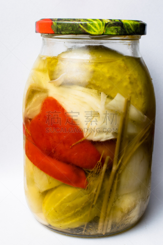 蔬菜,绿色,广口瓶,多样,黄瓜,红色灯笼椒,垂直画幅,盐渍食品,素食,无人