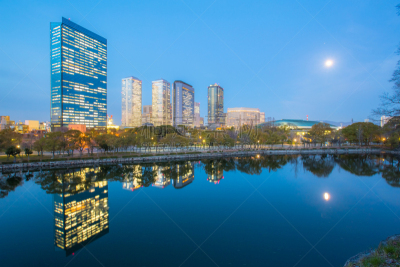 大阪市,通天阁,新世界区,碘,水平画幅,夜晚,无人,曙暮光,户外,都市风景