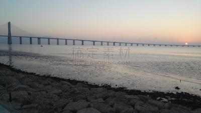 瓦斯科·达·伽马大桥,水平画幅,无人,里斯本,吊桥,塔霍河,户外,城市,葡萄牙,河流