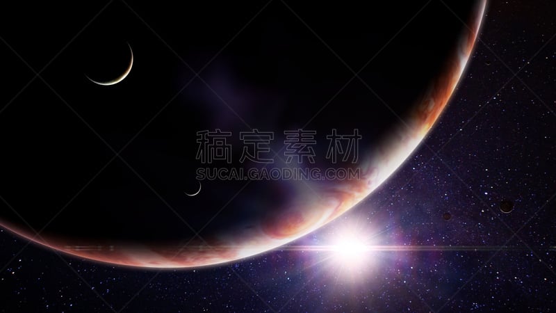 月亮,木星,太阳,前面,天空,未来,星系,望远镜,水平画幅,云