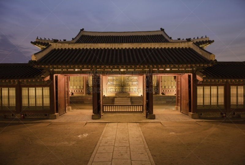 景福宫,首尔,宫殿,韩国,室内过夜,水平画幅,夜晚,无人,异国情调,户外