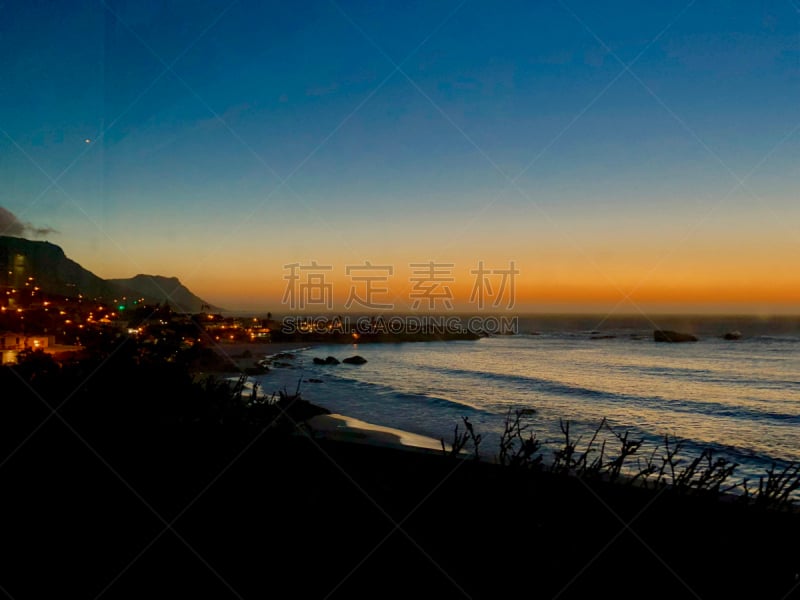 海滩,水,天空,水平画幅,无人,开普敦,夏天,户外,棕榈树,海景