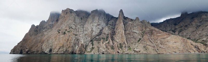 山,全景,黑岗,预兆的,克里米亚,水,天空,美,公园,暴风雨