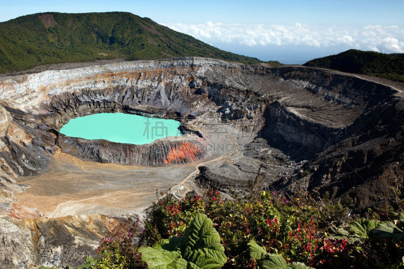 波阿斯火山,哥斯达黎加,火山口,国家公园,伯斯国家公园,酸雨,火山湖,喷气孔,层云,硫磺