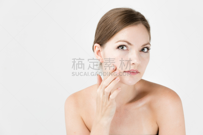 美,青年人,白色背景,分离着色,注视镜头,女人,图像,糙皮蝾螈,疙瘩,留白