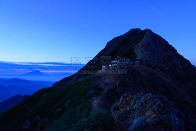 巴岳山,日本,黎明,修改系列,山,长野县,美,岩石山,水平画幅,秋天