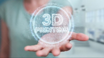 3D打印技术,全息图,女商人,三维图形,数字化显示,前景聚焦,做