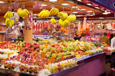 蔬菜水果店,水平画幅,食品杂货,水果,无人,巴塞罗那,商店,芒果 ,市场,博克利亚市场