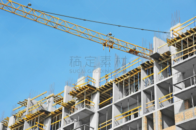 起重机,建筑工地,摩天大楼,天空,新的,水平画幅,户外,建筑业,工程,商业金融和工业