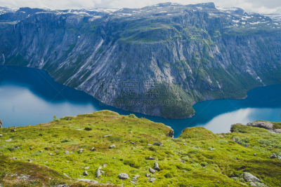 恶魔之舌,夏天,山,地形,全景,自然美,挪威,voringsfossen,奇迹石,北峡湾