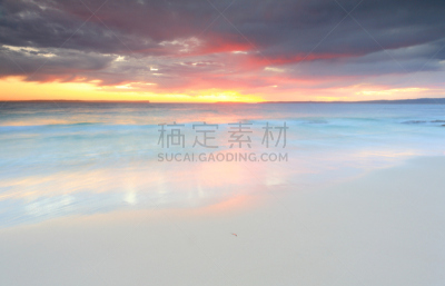 捷维斯湾,黎明,澳大利亚,运动衣,北方深红色食蜂鸟,水,美,休闲活动,水平画幅,沙子