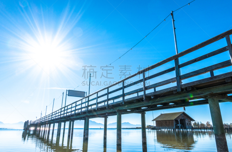 基姆湖,巴伐利亚,摩托艇,海港,船,湖,背景,夏天,户外,天空