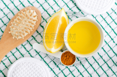 橄榄油,自制的,护发素,自己动手,姜黄,配方,柠檬,成分,研磨食品,人的脸部
