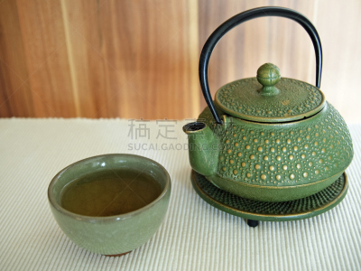 茶杯,日本钢茶壶,中国茶,水平画幅,绿色,无人,工间休息,花茶,茶,白色