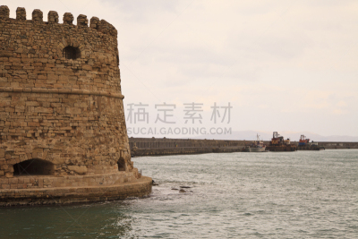 克里特岛,伊拉克里翁,威尼斯,天空,石墙,水平画幅,墙,海港,古典式,旅行者