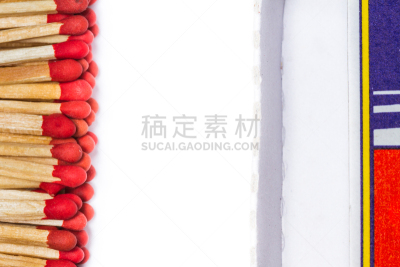 火柴,分离着色,翻盖火柴盒,火柴盒,火柴棍,硫磺,水平画幅,平视角,纸板,特写
