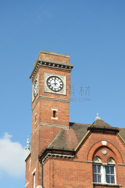 红色,砖,钟塔,汉姆普斯特德区,垂直画幅,建筑,无人,维多利亚女王时代风格,建筑外部