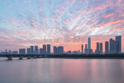 天空,都市风景,早晨,涂抹酱,自然美,全部,在上面,曙暮光,长沙,云