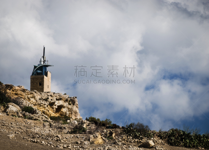 戈佐岛,塔,计程车车站,天空,水平画幅,山,无人,古老的,泥土,石灰石