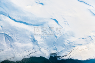 冰河,北,巴芬湾,高原,正上方视角,寒冷,折叠的,水平画幅,雪,户外