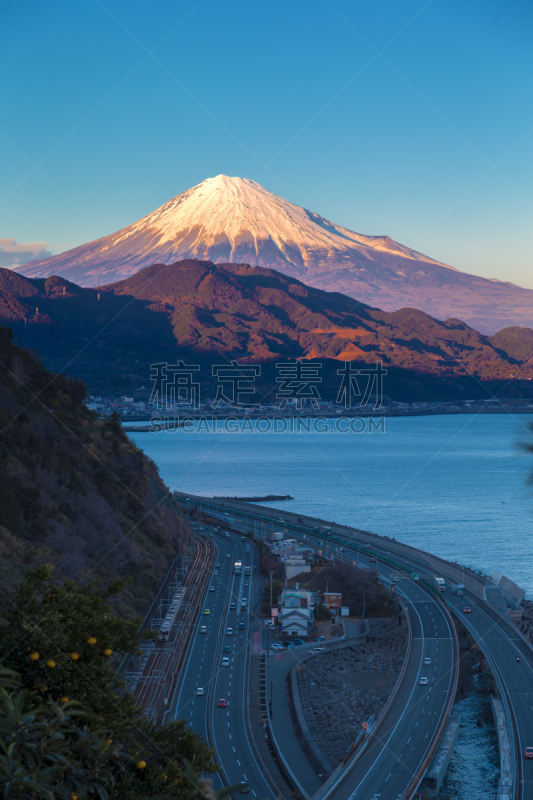 富士山,自然美,歌川宏重,托美高速公路,骏河湾,静冈县,垂直画幅,天空,美,主干路