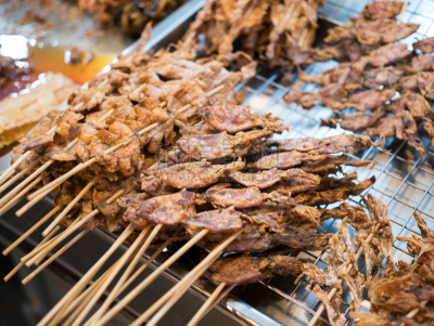 肉,街道,商店,商务,配方,泰国食品,烤的,沙嗲,椰汁,餐馆